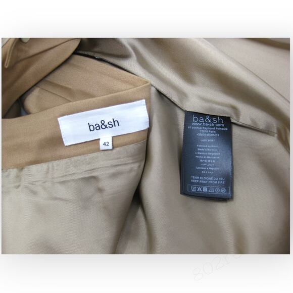 10/42 BA&SH Bastien CottonBlend ALine Wrap Midi Skirt Camel PatchPockets - Picture 6 of 14